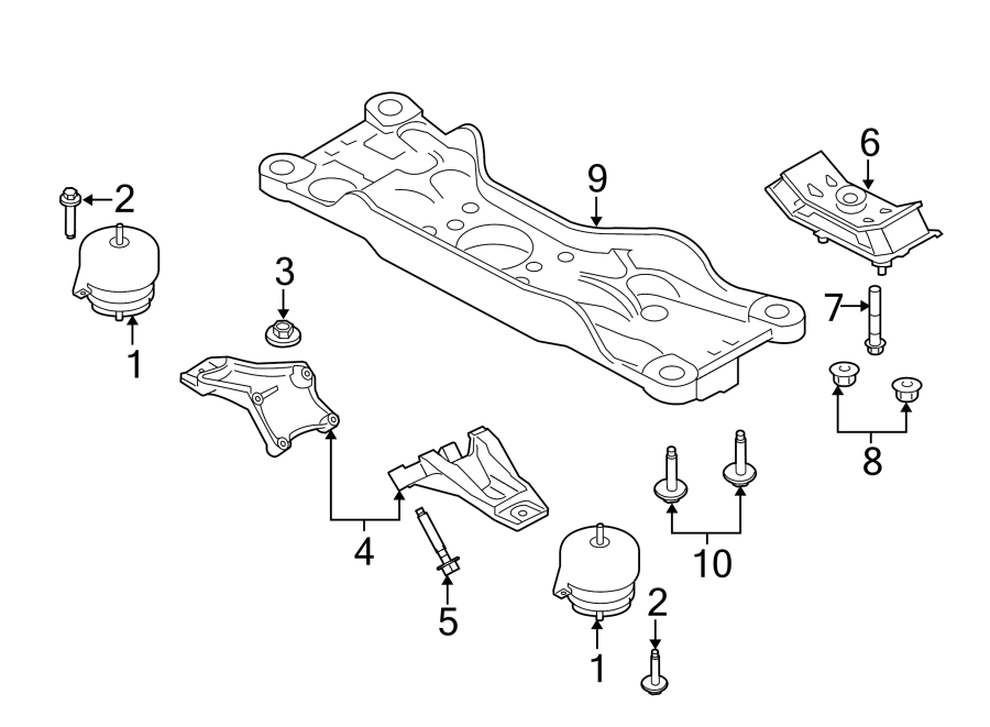 Diagram ENGINE & TRANS MOUNTING. for your 2024 Ford F-150  Raptor R Crew Cab Pickup Fleetside 