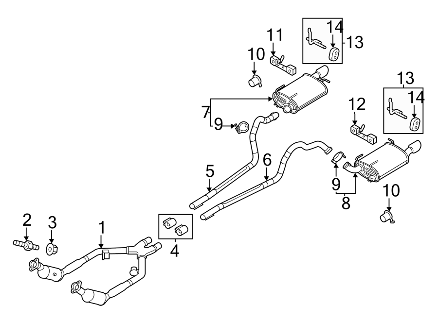 Diagram EXHAUST SYSTEM. EXHAUST COMPONENTS. for your 2015 Lincoln MKZ Black Label Sedan 3.7L Duratec V6 A/T FWD 