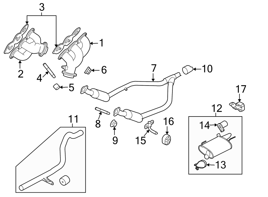 Diagram EXHAUST SYSTEM. EXHAUST COMPONENTS. EXHAUST MANIFOLD. for your 2017 Ford F-150  SSV Crew Cab Pickup Fleetside 