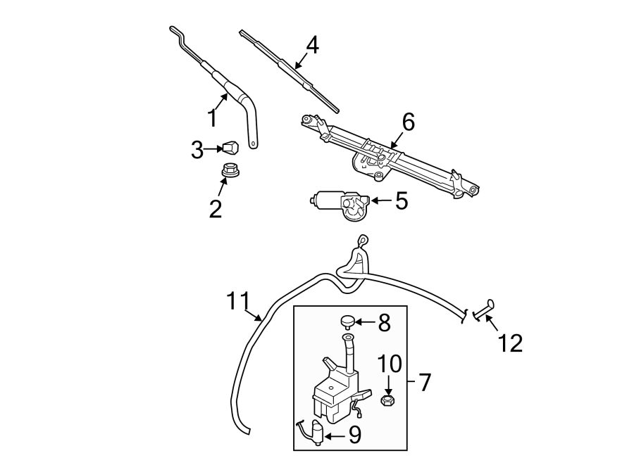 Diagram WINDSHIELD. WIPER & WASHER COMPONENTS. for your 2013 Lincoln MKZ Base Sedan  