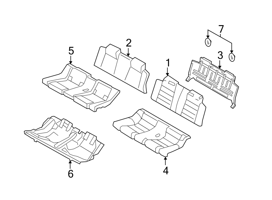 Diagram SEATS & TRACKS. REAR SEAT COMPONENTS. for your 1998 Ford Mustang   