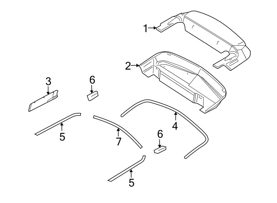 Diagram CONVERTIBLE TOP. EXTERIOR TRIM. for your 2021 Ford Mustang   