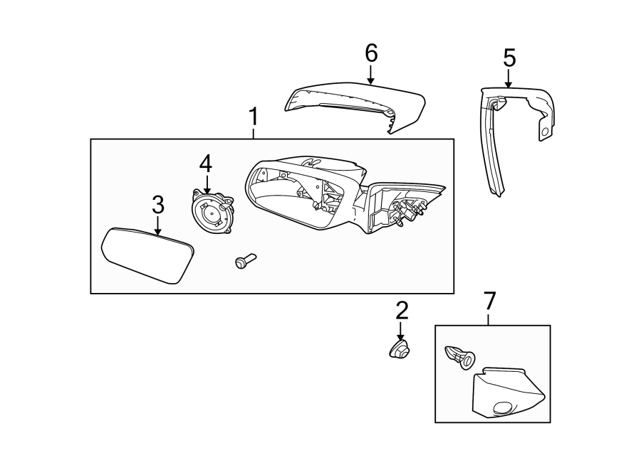 Diagram DOOR. OUTSIDE MIRRORS. for your 1995 Ford