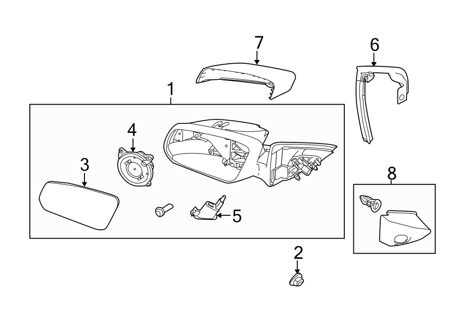 Diagram DOOR. OUTSIDE MIRRORS. for your 1996 Ford