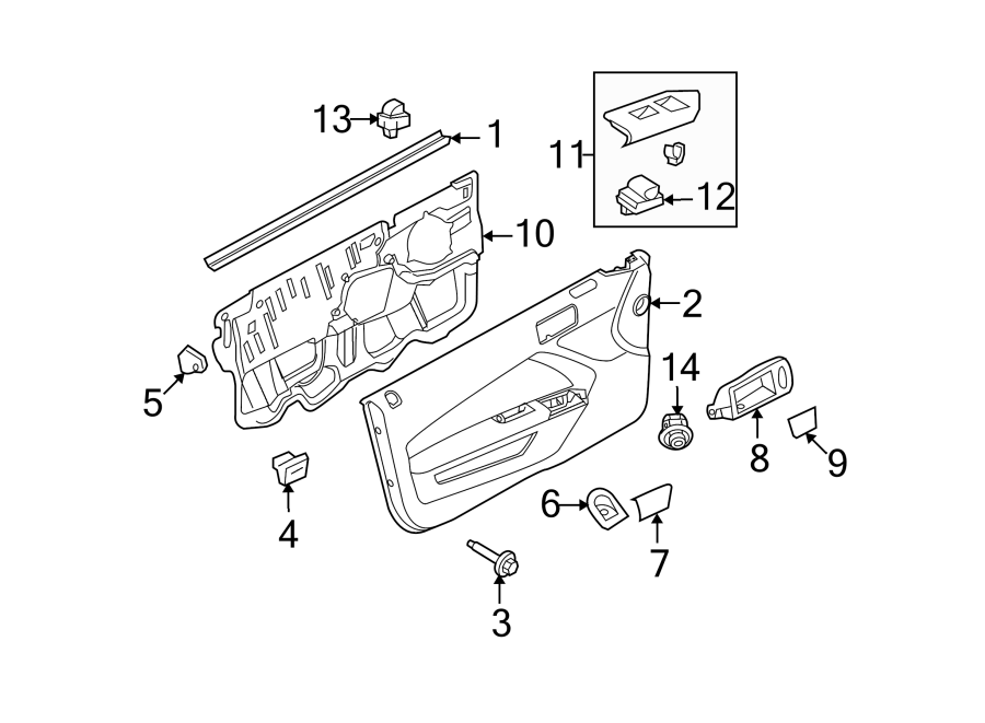 Diagram DOOR. INTERIOR TRIM. for your 2011 Lincoln MKZ   