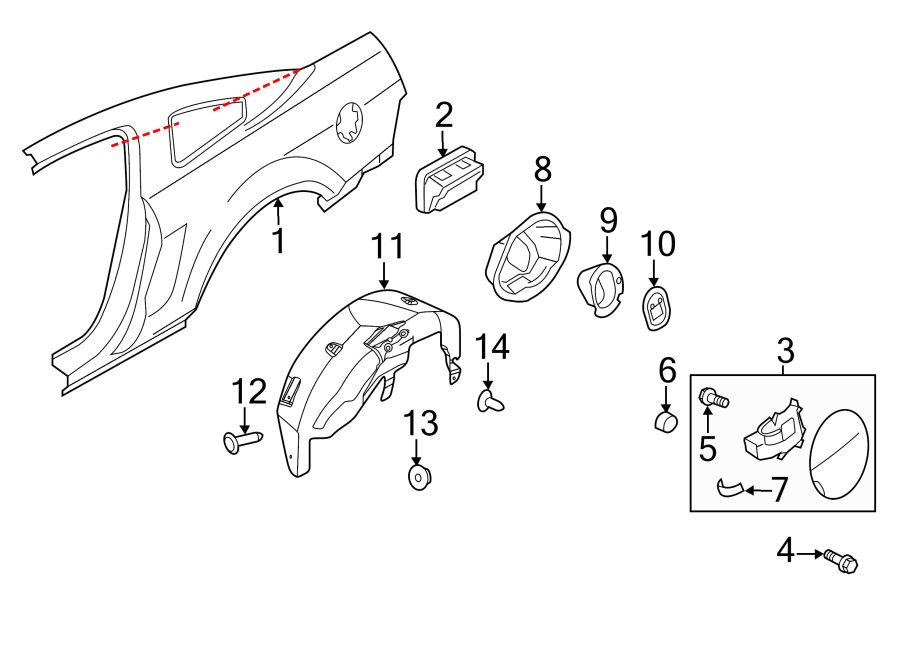 Quarter panel & components. Diagram