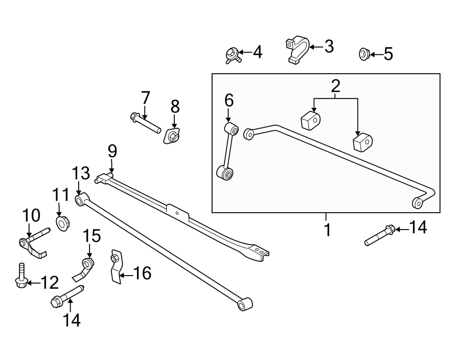 Diagram REAR SUSPENSION. STABILIZER BAR & COMPONENTS. for your 2004 Ford F-550 Super Duty   