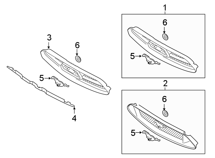 Diagram FRONT BUMPER & GRILLE. GRILLE & COMPONENTS. for your 2015 Lincoln MKZ   