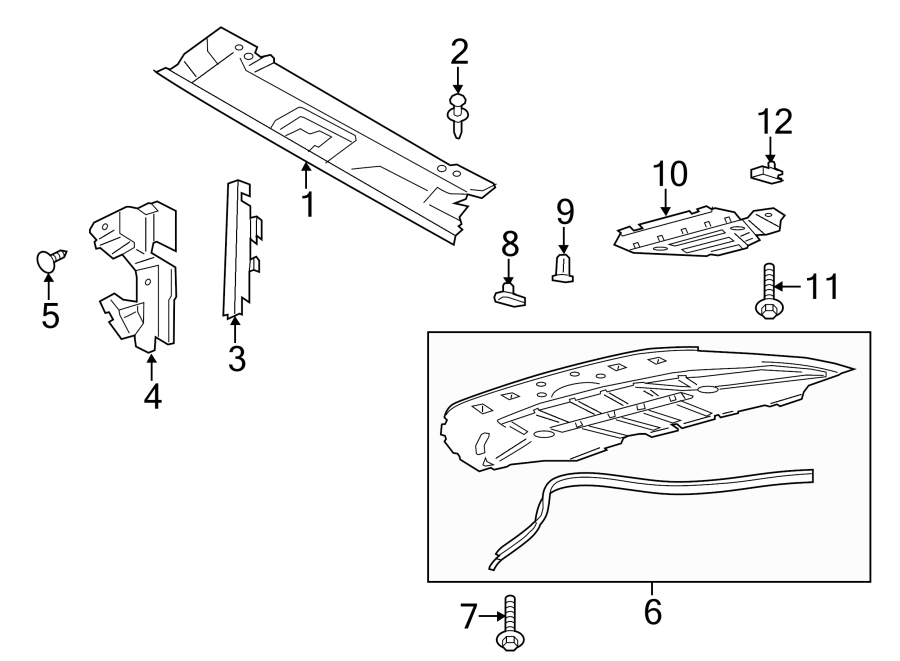 Diagram RADIATOR SUPPORT. SPLASH SHIELDS. for your 2020 Lincoln MKZ   