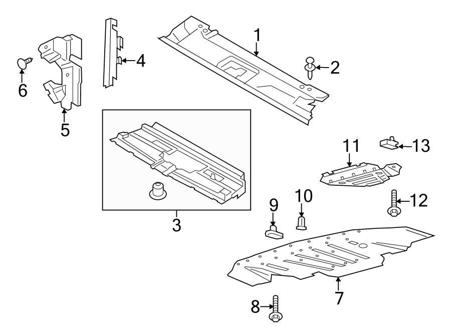 Diagram RADIATOR SUPPORT. SPLASH SHIELDS. for your 2023 Ford F-150   