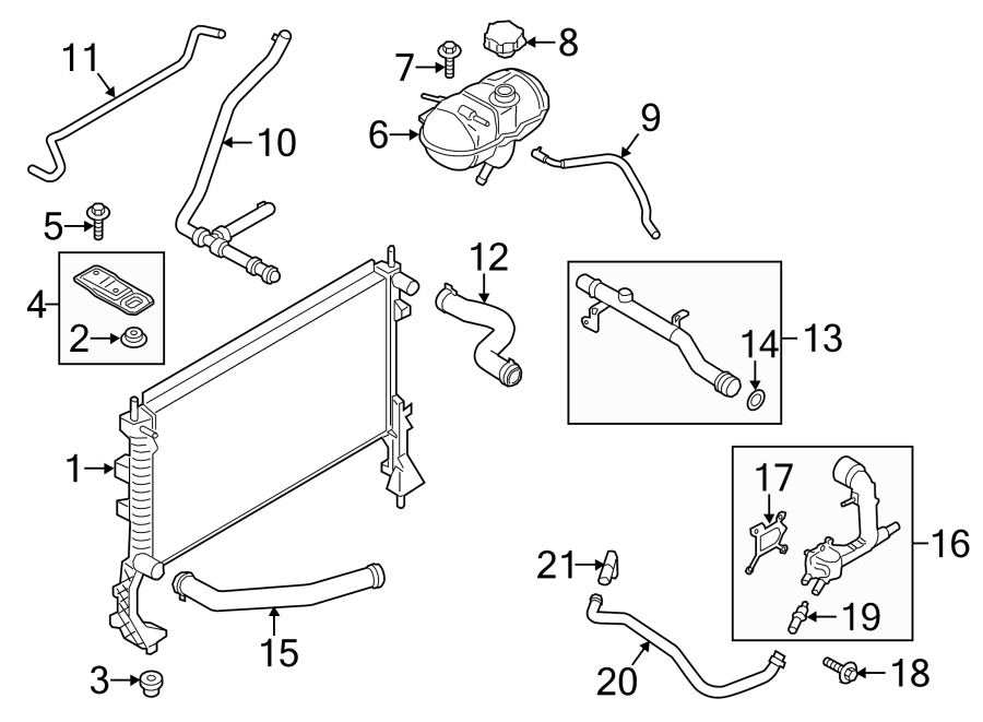 Diagram Radiator & components. for your 2019 Lincoln MKZ Base Sedan  