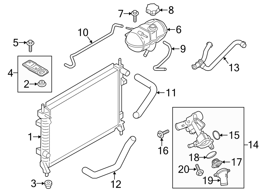 Diagram RADIATOR & COMPONENTS. for your 2019 Lincoln MKZ Reserve I Sedan  