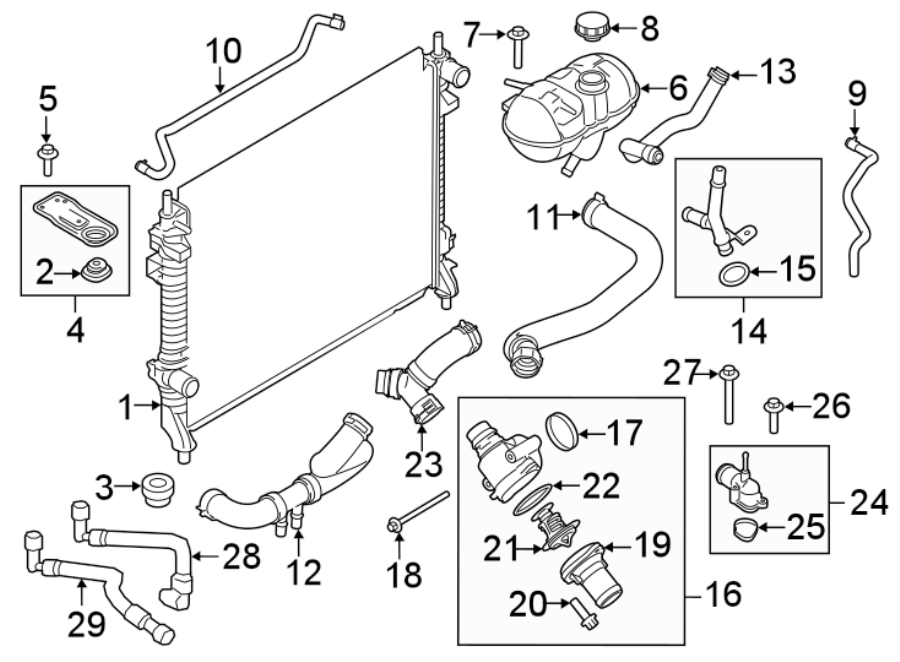 Diagram Radiator & components. for your 2010 Lincoln MKZ   