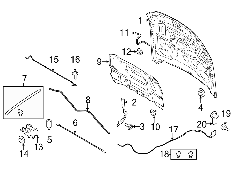 Diagram Hood & components. for your Ford Mustang  