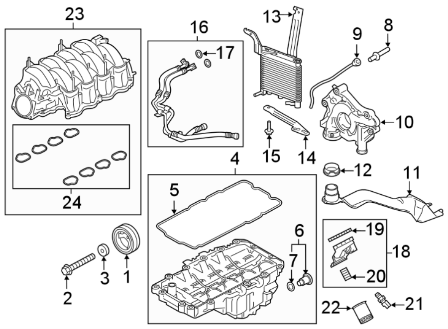 Diagram ENGINE PARTS. for your 2020 Ford F-150 3.5L EcoBoost V6 A/T RWD XL Standard Cab Pickup Fleetside 