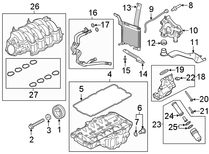 Diagram ENGINE PARTS. for your 2017 Ford F-150 3.5L EcoBoost V6 A/T RWD Platinum Crew Cab Pickup Fleetside 