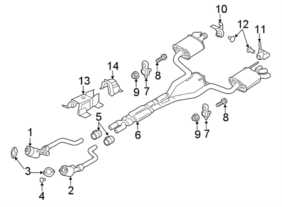 Diagram EXHAUST SYSTEM. EXHAUST COMPONENTS. for your 2019 Ford E-350 Super Duty   