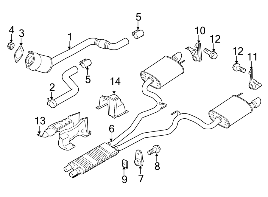 Diagram Exhaust system. Fender. Exhaust components. for your 2019 Lincoln MKZ Hybrid Sedan  