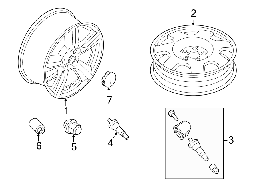 Diagram Wheels & trim. for your 2018 Ford Edge   