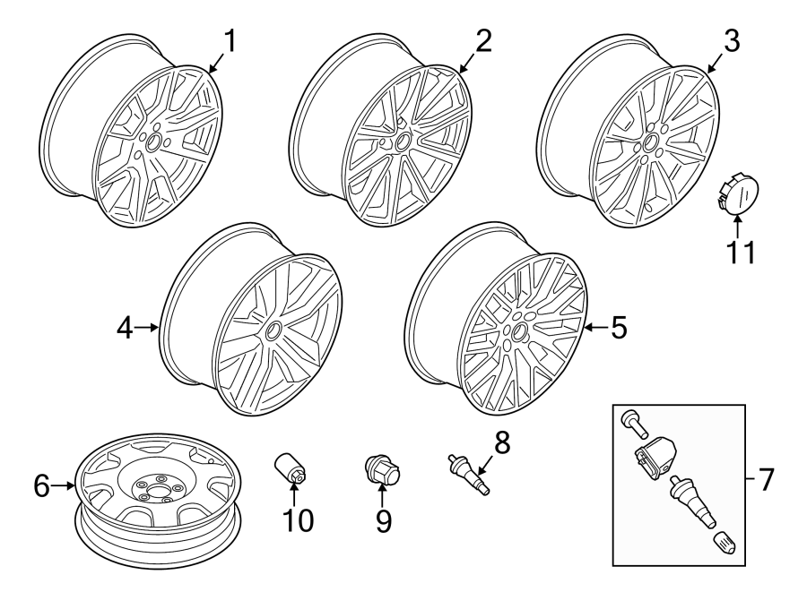 Diagram WHEELS & TRIM. for your 2001 Ford Mustang   