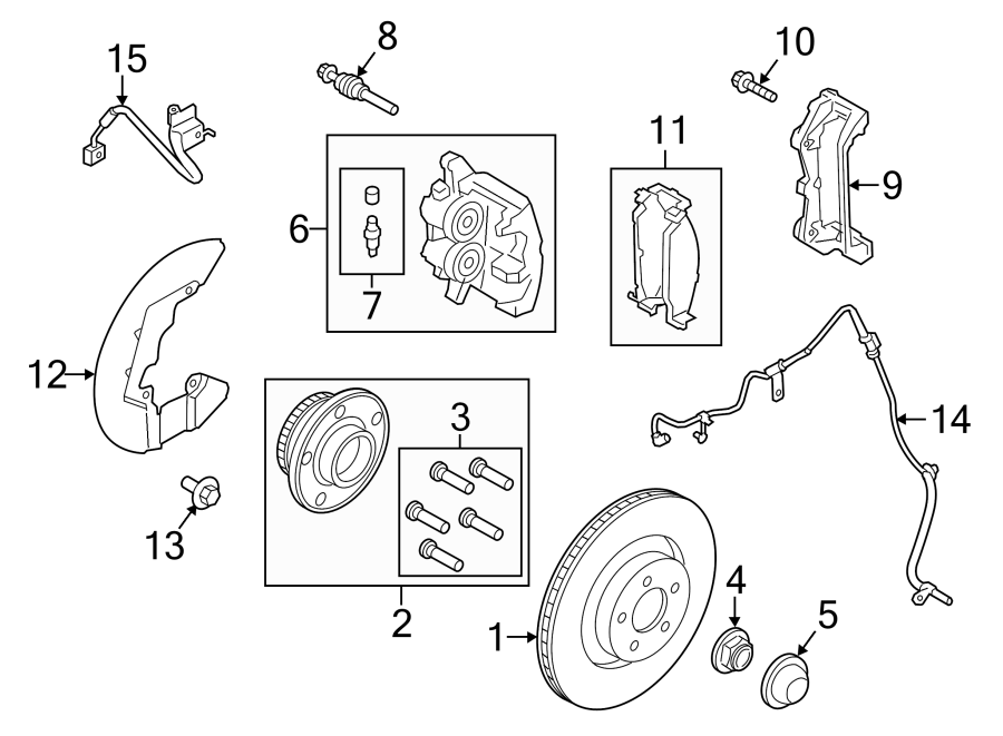 Diagram FRONT SUSPENSION. BRAKE COMPONENTS. for your 2016 Ford F-150 3.5L EcoBoost V6 A/T 4WD XLT Extended Cab Pickup Fleetside 