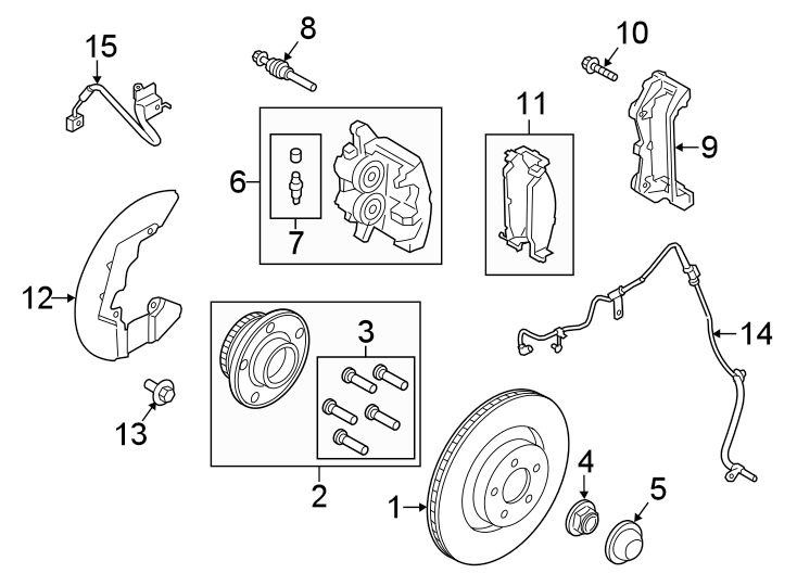 Diagram FRONT SUSPENSION. BRAKE COMPONENTS. for your 2022 Ford F-150   