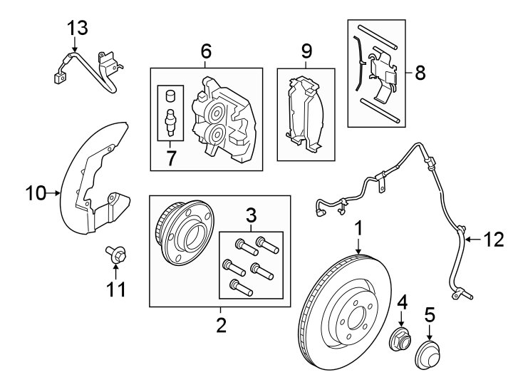 Diagram FRONT SUSPENSION. BRAKE COMPONENTS. for your 2015 Lincoln MKZ Hybrid Sedan  