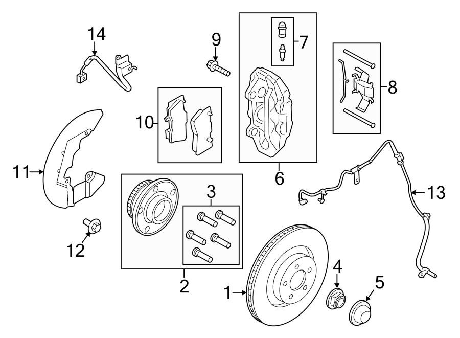 Diagram FRONT SUSPENSION. BRAKE COMPONENTS. for your 2019 Ford F-150 3.5L EcoBoost V6 A/T 4WD XLT Extended Cab Pickup Fleetside 