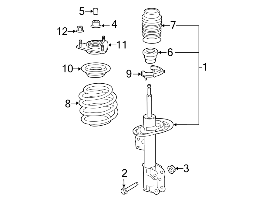 Diagram Front suspension. Struts & components. for your 2019 Lincoln MKZ Hybrid Sedan  