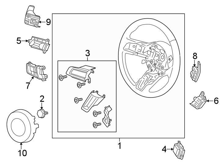 Diagram Steering wheel & trim. for your 2019 Lincoln MKZ Reserve I Sedan 2.0L EcoBoost A/T FWD 