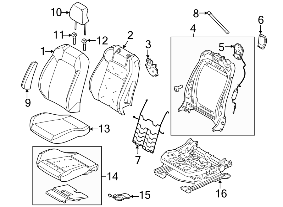 Diagram SEATS & TRACKS. FRONT SEAT COMPONENTS. for your 2007 Ford Expedition   