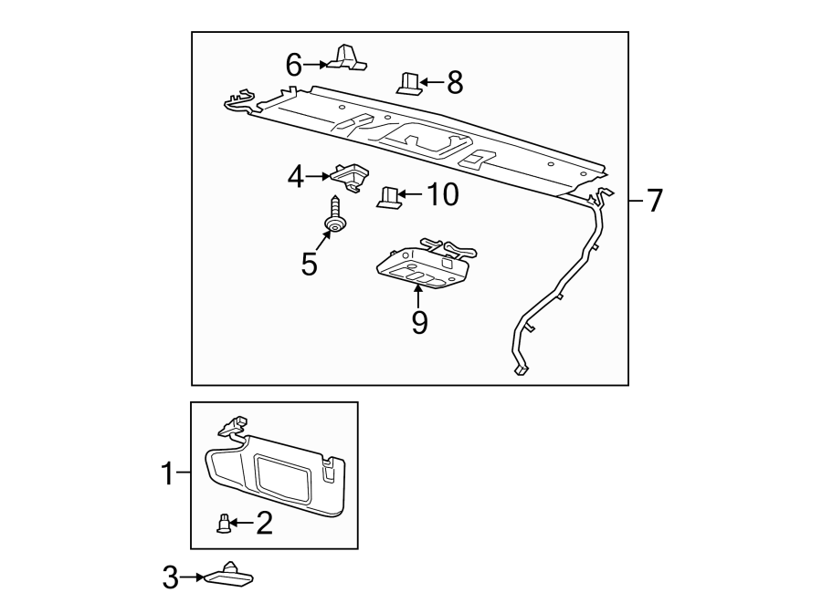 Diagram ROOF. INTERIOR TRIM. for your 2020 Ford F-150 2.7L EcoBoost V6 A/T RWD XLT Standard Cab Pickup Fleetside 