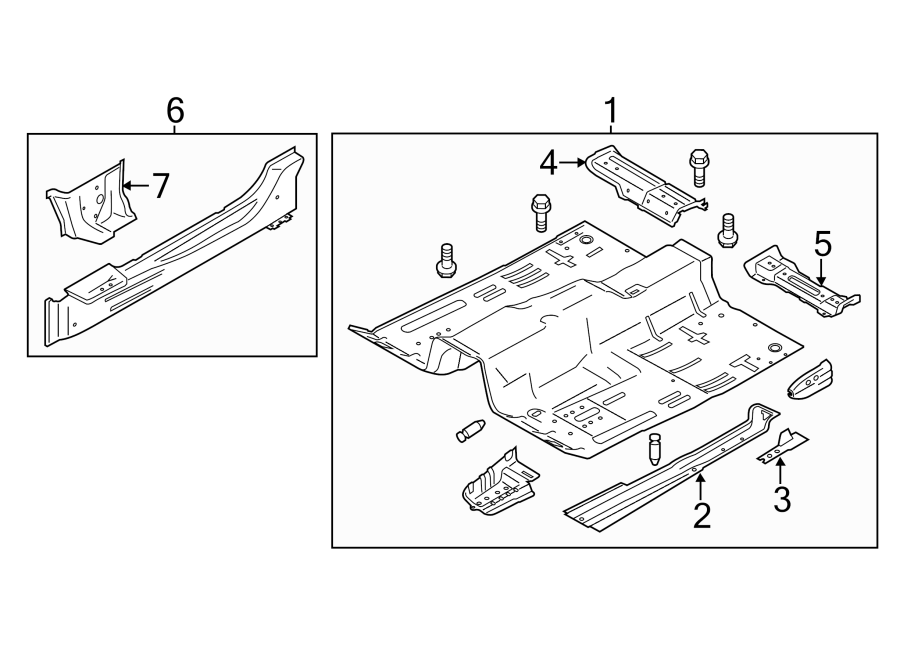 Diagram PILLARS. ROCKER & FLOOR. for your 2022 Ford Police Interceptor Utility   