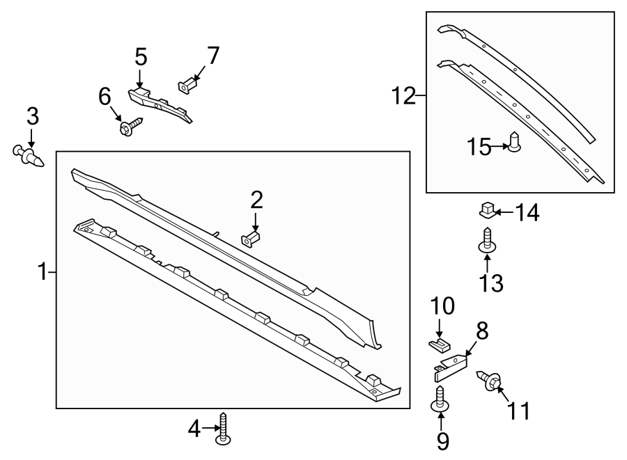 Diagram PILLARS. ROCKER & FLOOR. EXTERIOR TRIM. for your 2010 Ford F-150   