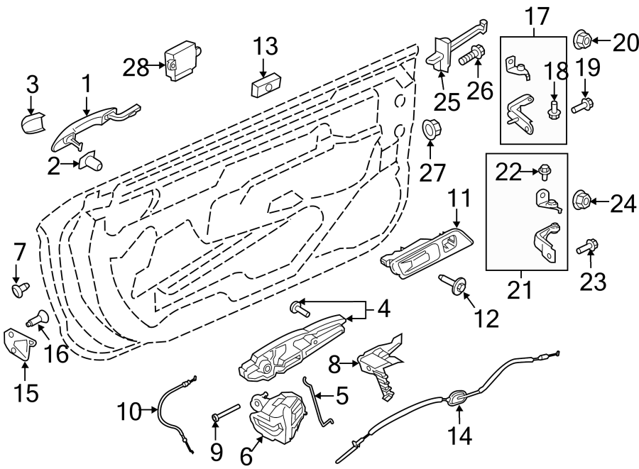 Diagram DOOR. LOCK & HARDWARE. for your Ford