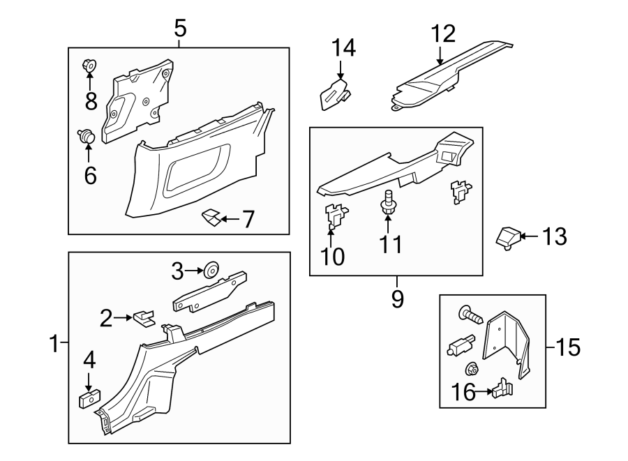 QUARTER PANEL. INTERIOR TRIM. Diagram