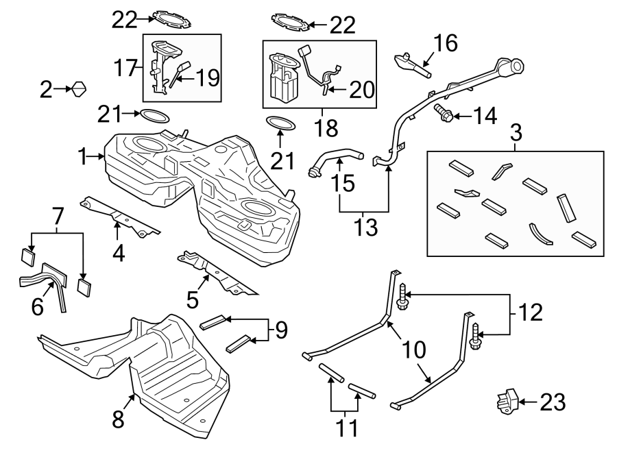 Diagram FUEL SYSTEM COMPONENTS. for your 2019 Lincoln MKZ Reserve II Hybrid Sedan  