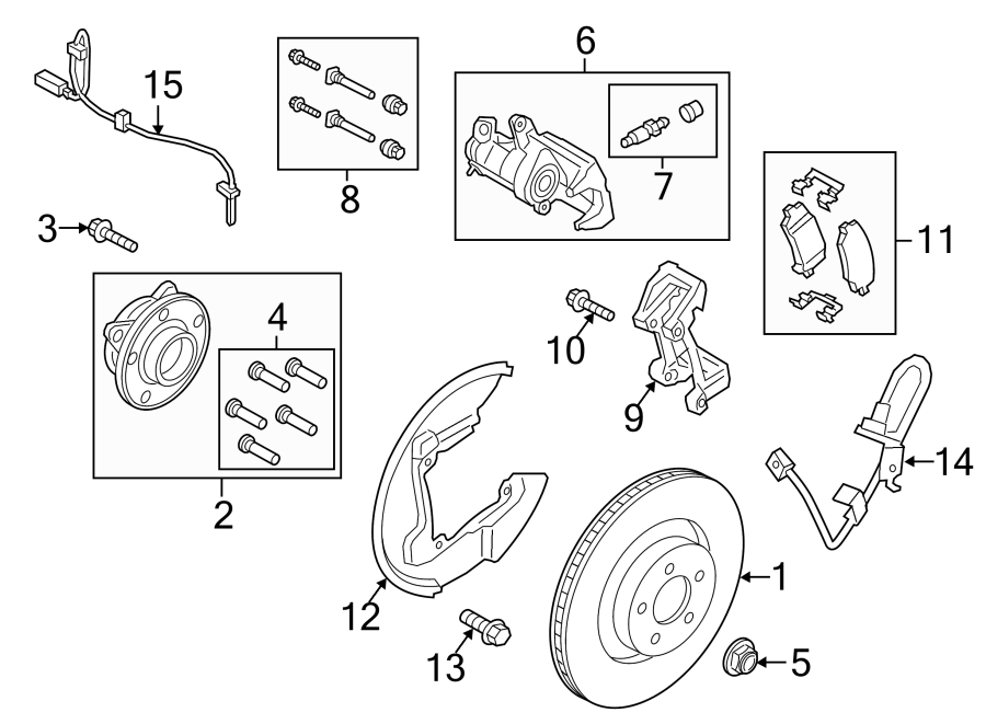 Diagram Rear suspension. Wheels. Brake components. for your 2023 Ford F-150 Lightning   