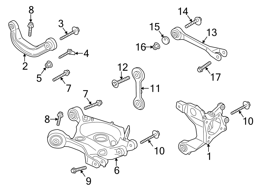 Diagram REAR SUSPENSION. SUSPENSION COMPONENTS. for your 2019 Ford Escape   