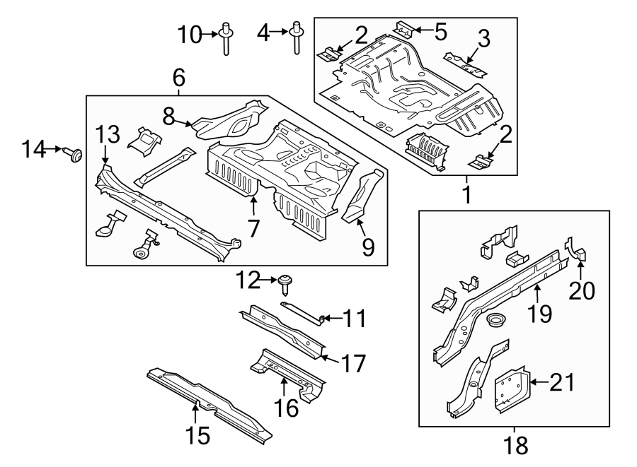 Diagram Rear body & floor. Side panel. Rear floor & rails. for your 2008 Lincoln MKZ   