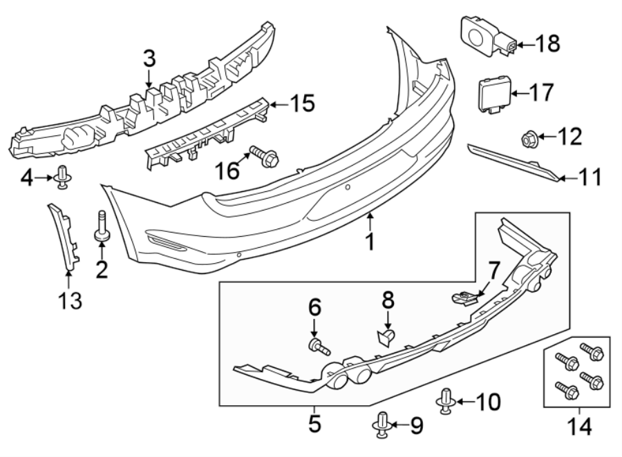 Diagram REAR BUMPER. BUMPER & COMPONENTS. for your 2019 Lincoln MKZ   