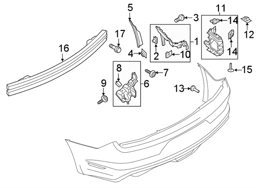 Diagram Rear bumper. Bumper & components. for your 2010 Lincoln MKZ   