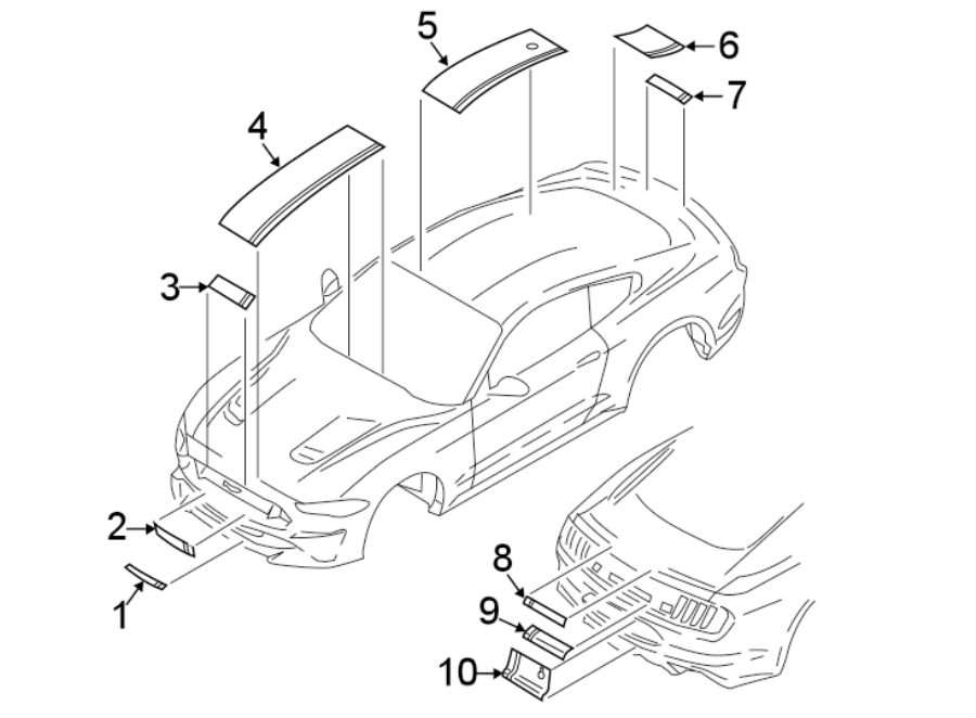 Diagram STRIPE TAPE. for your Ford Mustang  