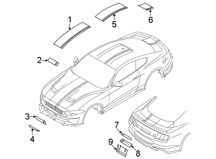 Diagram Stripe tape. for your 2006 Ford Mustang   