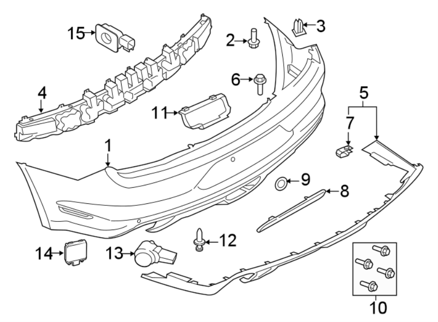 Diagram REAR BUMPER. BUMPER & COMPONENTS. for your 2014 Ford F-150 5.0L V8 FLEX A/T 4WD Lariat Crew Cab Pickup Fleetside 