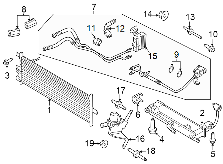 Diagram TRANS oil cooler. for your 2019 Ford Ranger   