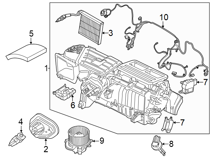 Diagram Air conditioner & heater. Evaporator & heater components. for your 2024 Ford Mustang   
