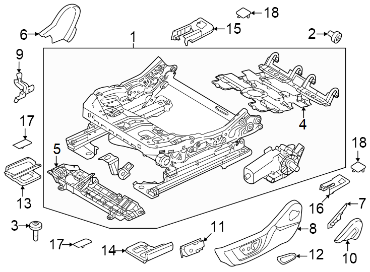 Diagram Seats & tracks. Tracks & components. for your 2018 Ford Expedition   