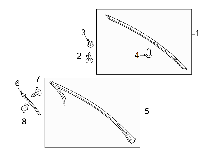 Diagram Roof. Exterior trim. for your 2010 Ford E-150 5.4L Triton V8 FLEX A/T XLT Standard Passenger Van 