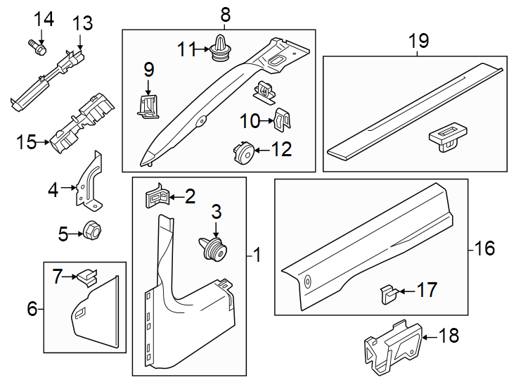 Diagram Pillars. Rocker & floor. Interior trim. for your 2009 Lincoln MKZ   